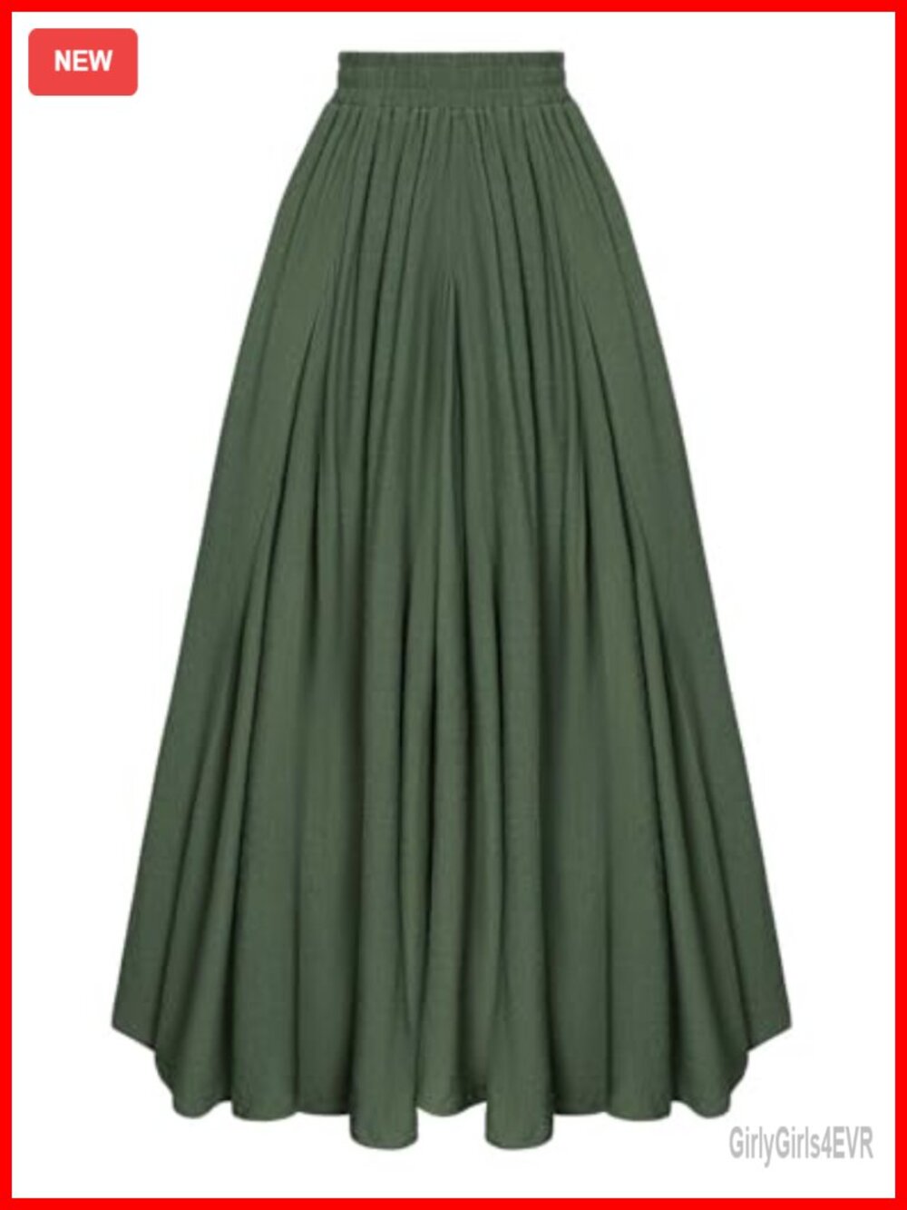 Women's Long Flowy Maxi Skirt A-Line Elastic Waist Side Pockets Boho Renaissance